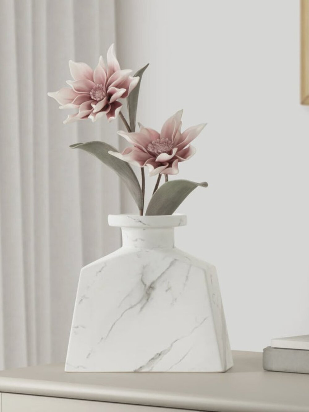 Marble Ceramic 9.25h" Wide Vase